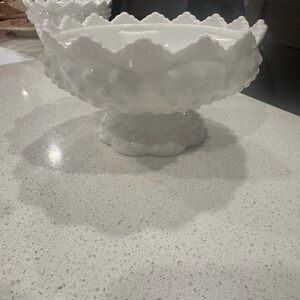 Elegant Vintage White Milk Glass Candle Holder.